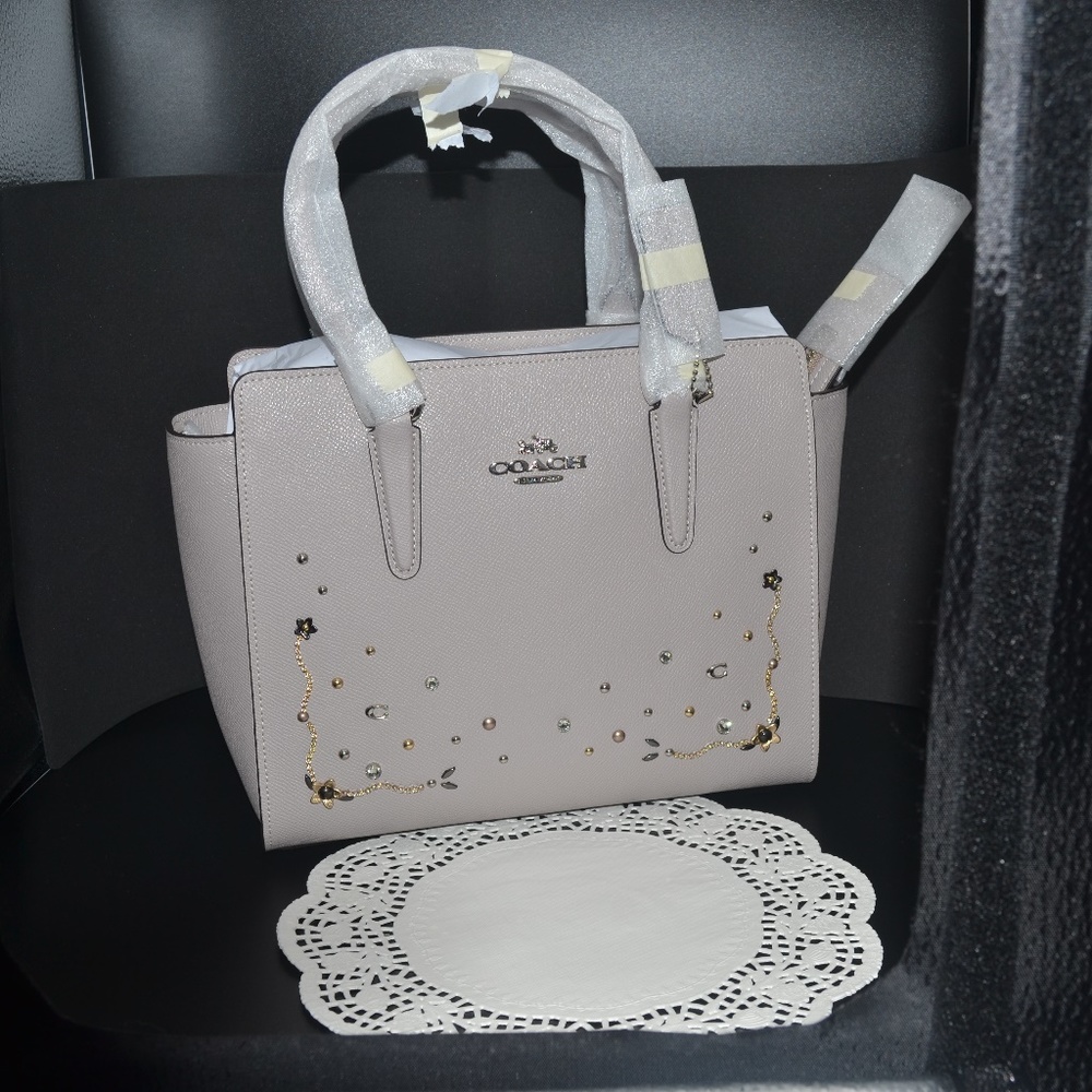 COACH LEAH SATCHEL WITH STARDUST CRYSTAL RIVETS - Picture 6 of 9